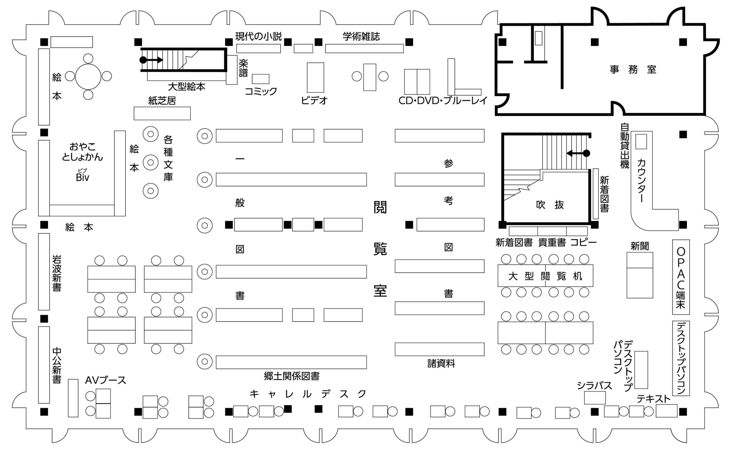 2階 閲覧室マップ